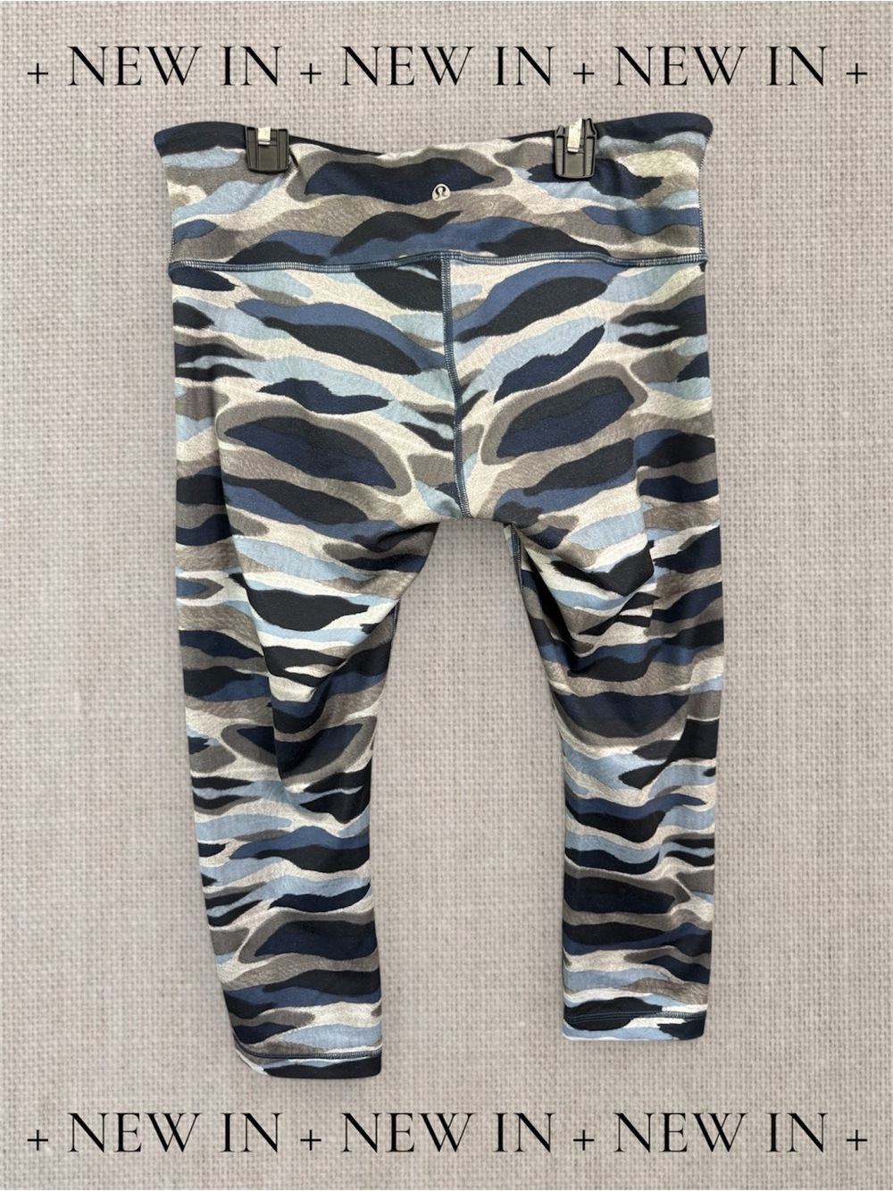 Lululemon Camo Cropped Leggings Blue Gray Print High Rise Workout Yoga